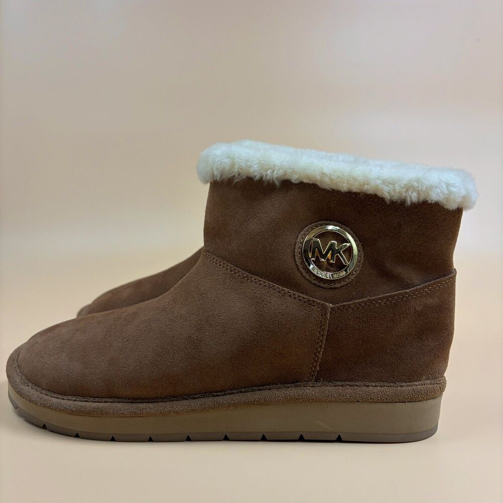 Michael Kors Suede Faux Shearling Boots Gold Logo Size 11.5 W/10 Men’s.
